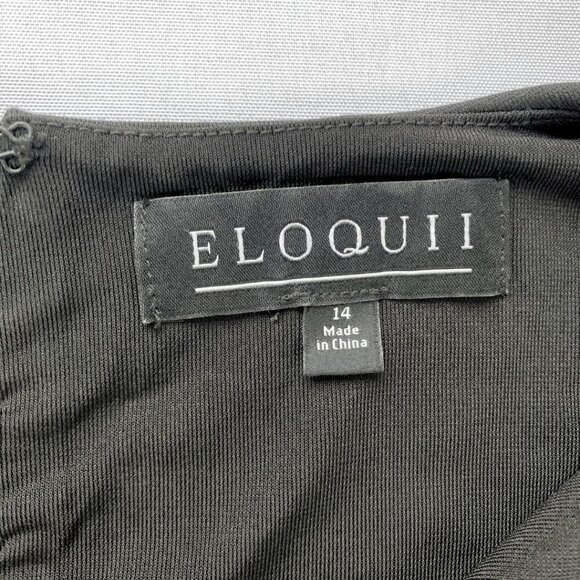 ELOQUII BLACK PEPLUM SHEATH MIDI FORMAL DRESS - 14 - Picture 6 of 10